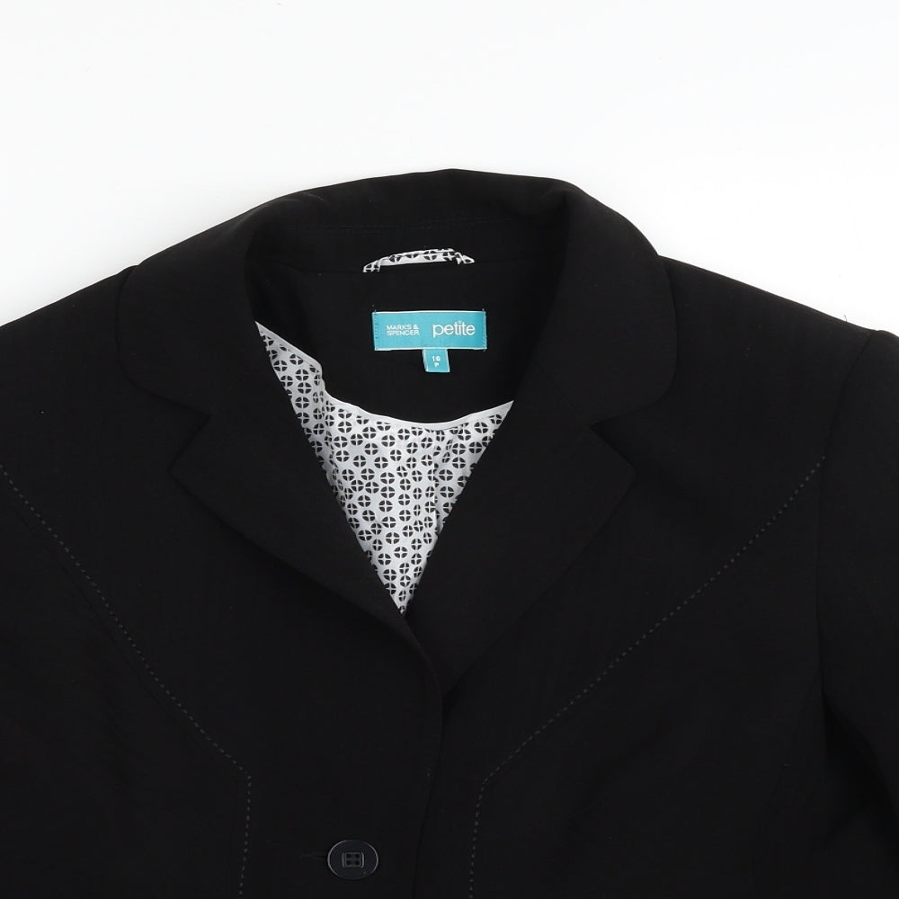 Marks and Spencer Womens Black   Jacket Blazer Size 16  Button