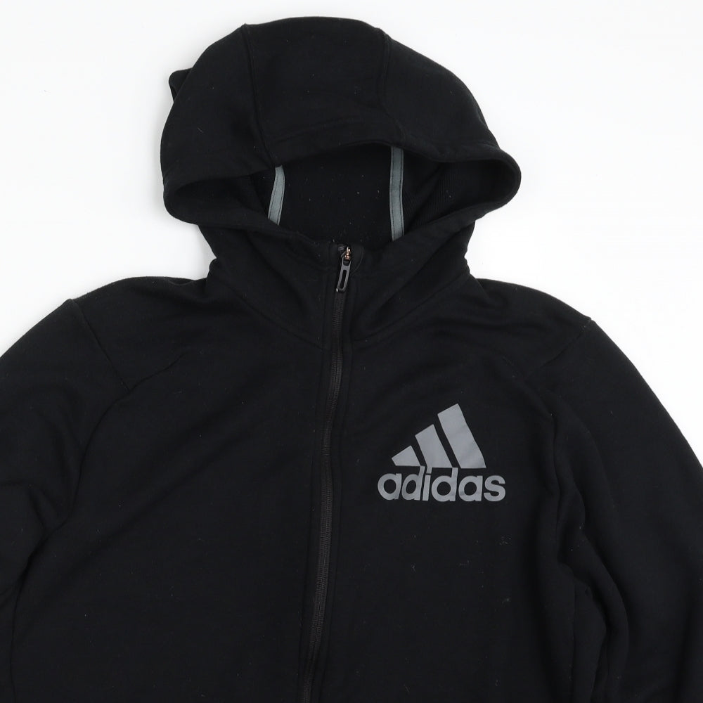 adidas Mens Black  Polyester Full Zip Hoodie Size L   - Climalite