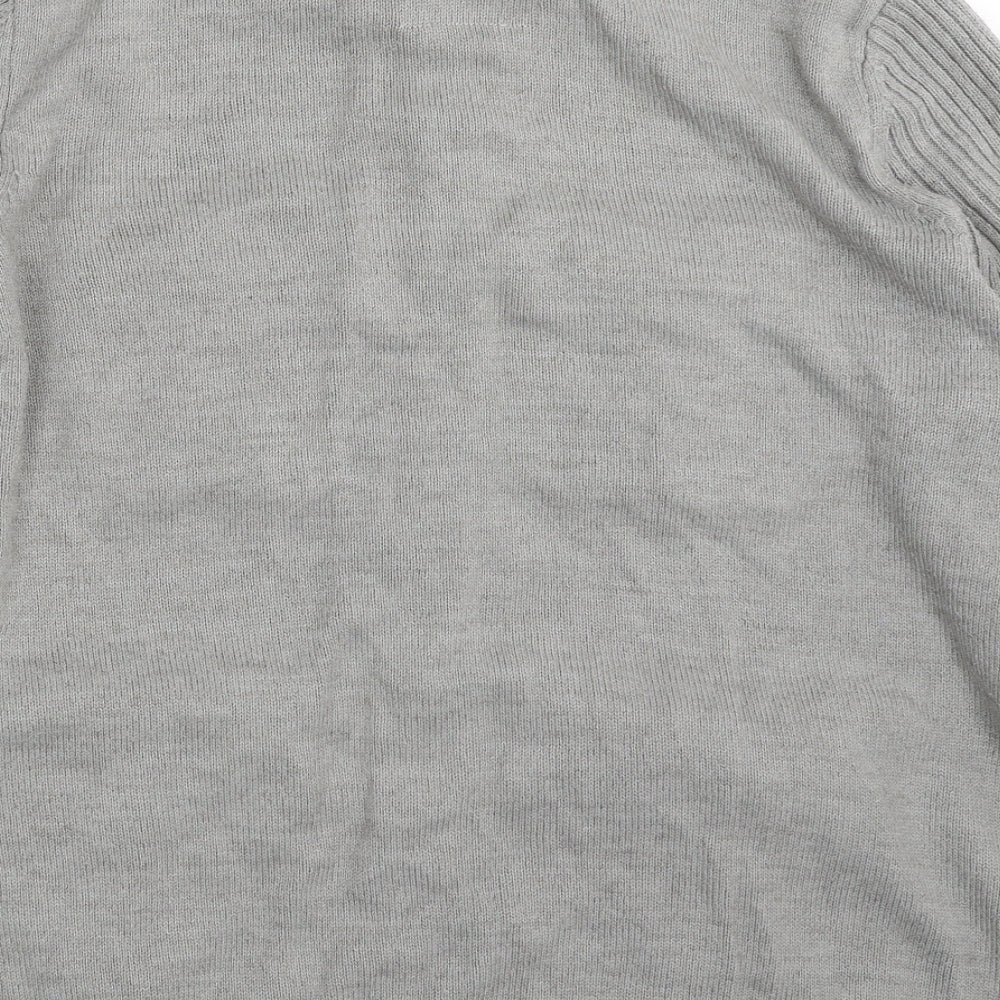 Dissident Mens Grey High Neck  Acrylic Cardigan Jumper Size XL