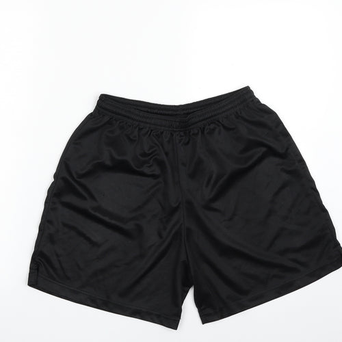 Precision Mens Black  Polyester Sweat Shorts Size 26 in  Regular