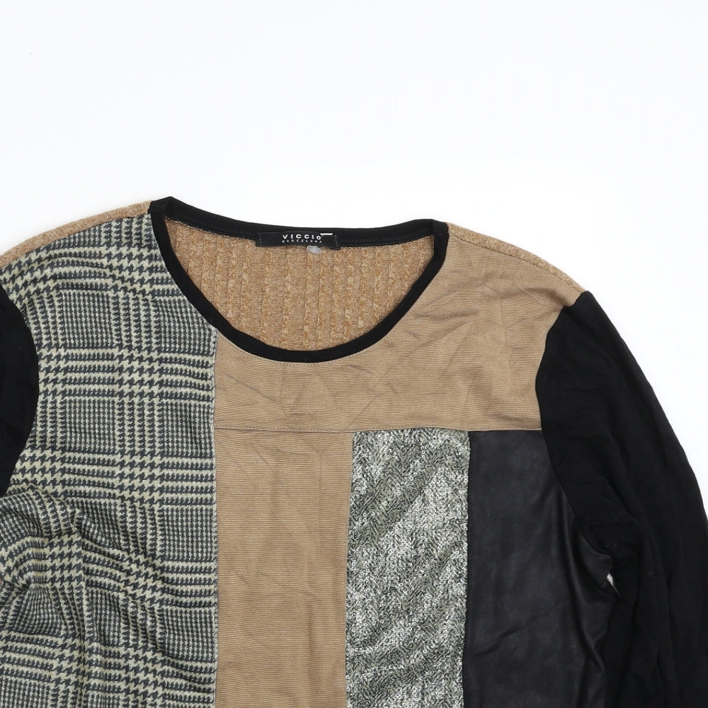 Viccio Womens Multicoloured Houndstooth Polyester Pullover Sweatshirt Size 20  Pullover