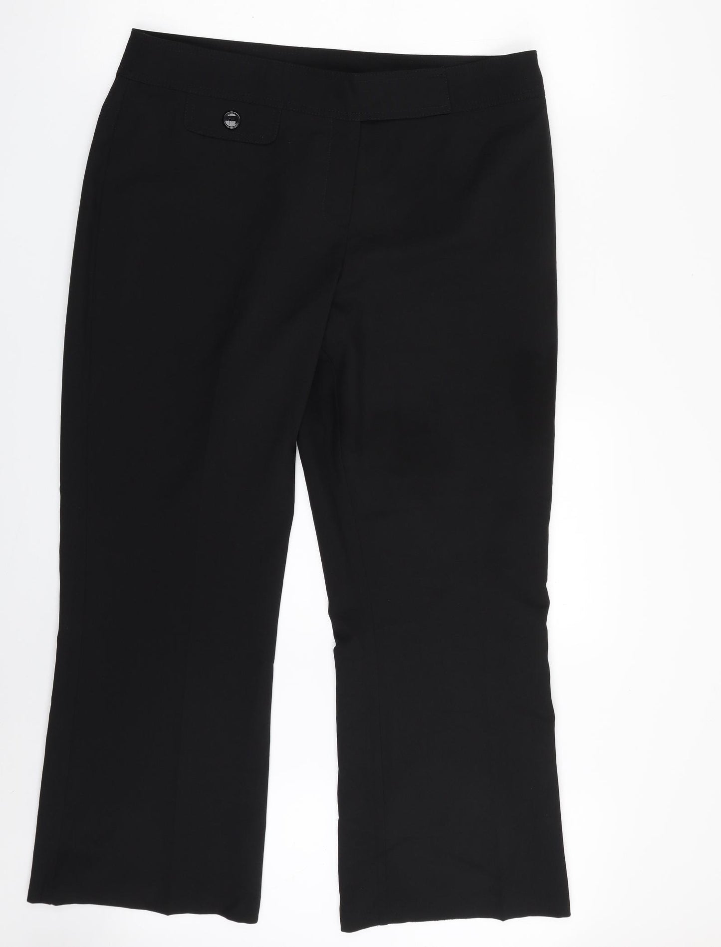 BHS Womens Black  Polyester Trousers  Size 16 L26 in Regular Zip