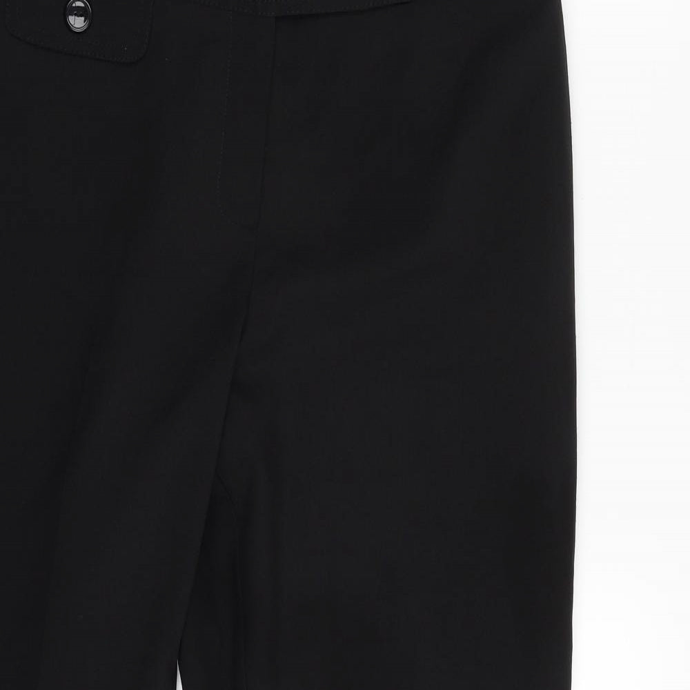 BHS Womens Black  Polyester Trousers  Size 16 L26 in Regular Zip