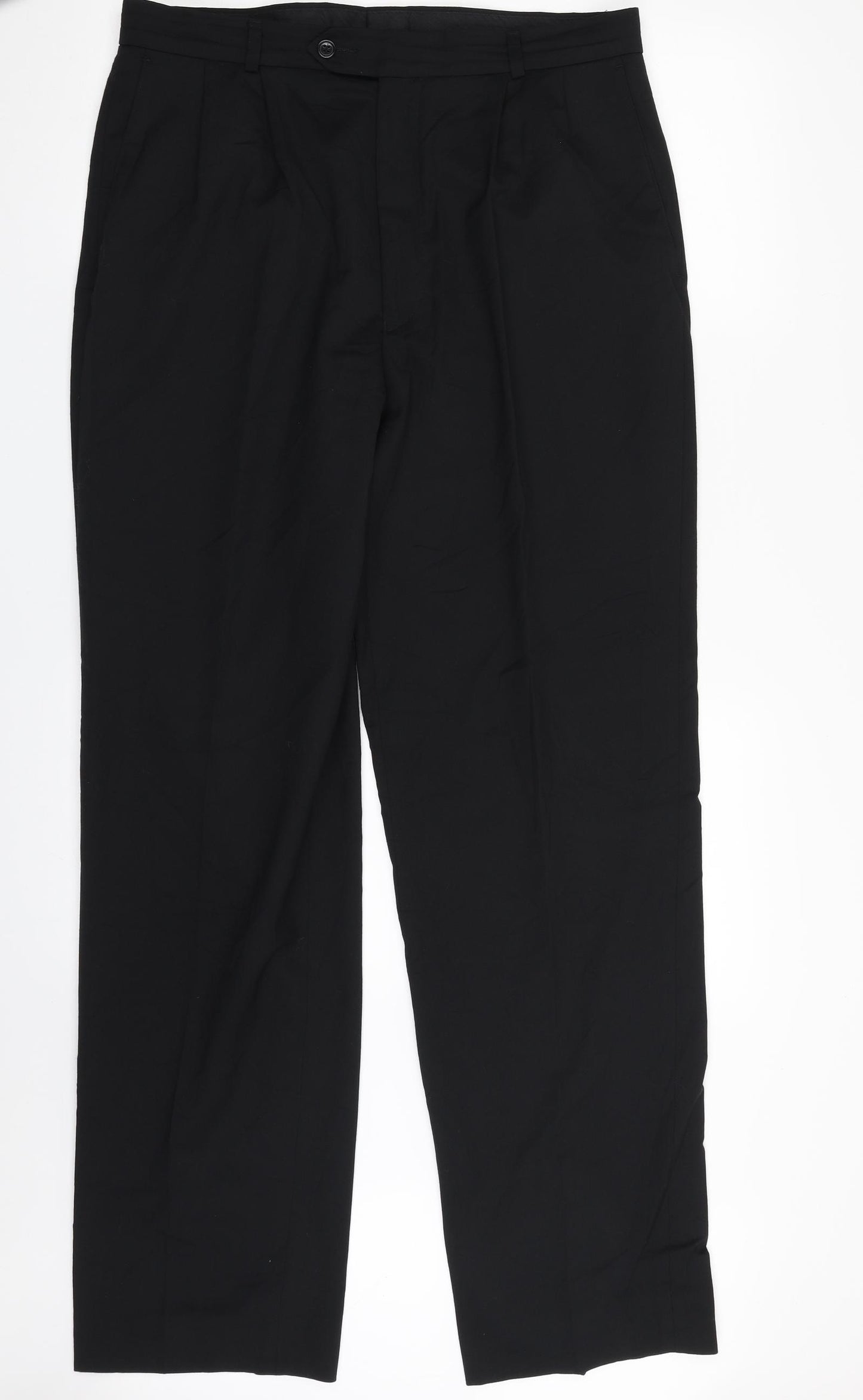 NEXT Mens Black  Wool Trousers  Size 34 in L33 in Regular Zip