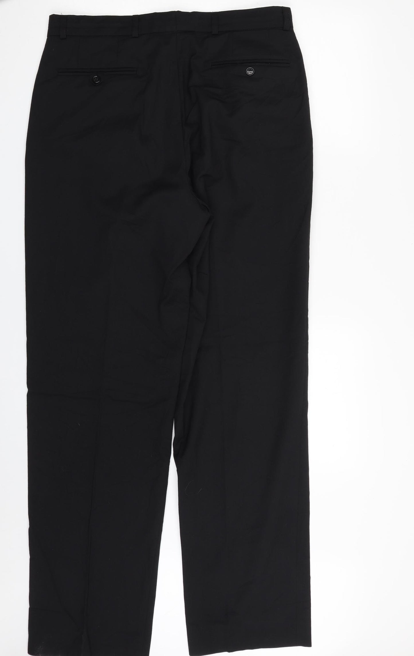NEXT Mens Black  Wool Trousers  Size 34 in L33 in Regular Zip
