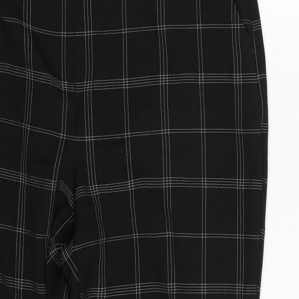 Dorothy Perkins Womens Black Plaid Polyester Cropped Trousers Size 14 L25 in Regular Zip