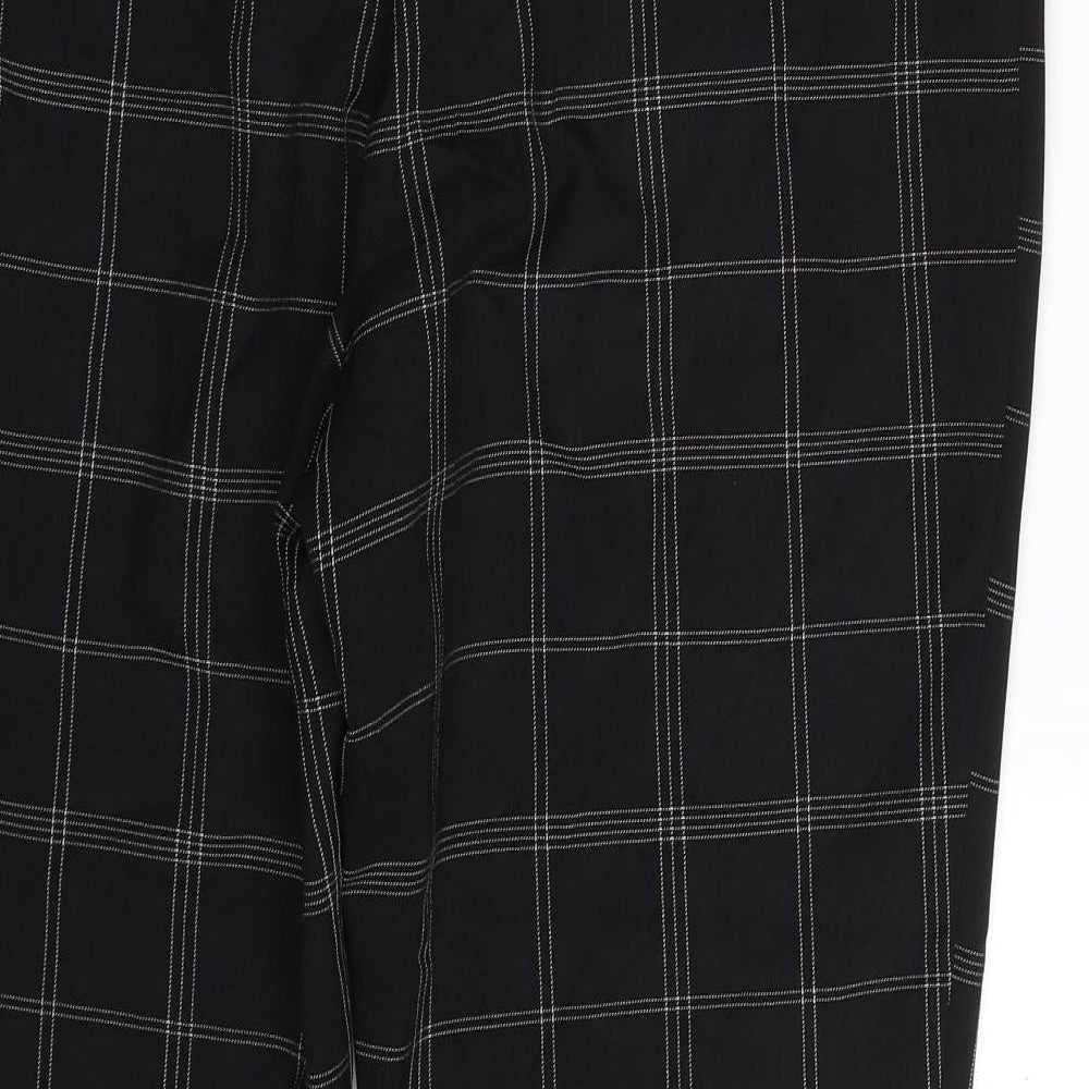 Dorothy Perkins Womens Black Plaid Polyester Cropped Trousers Size 14 L25 in Regular Zip