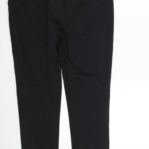 TU Womens Black Geometric Cotton Chino Trousers Size 14 L26 in Regular Zip