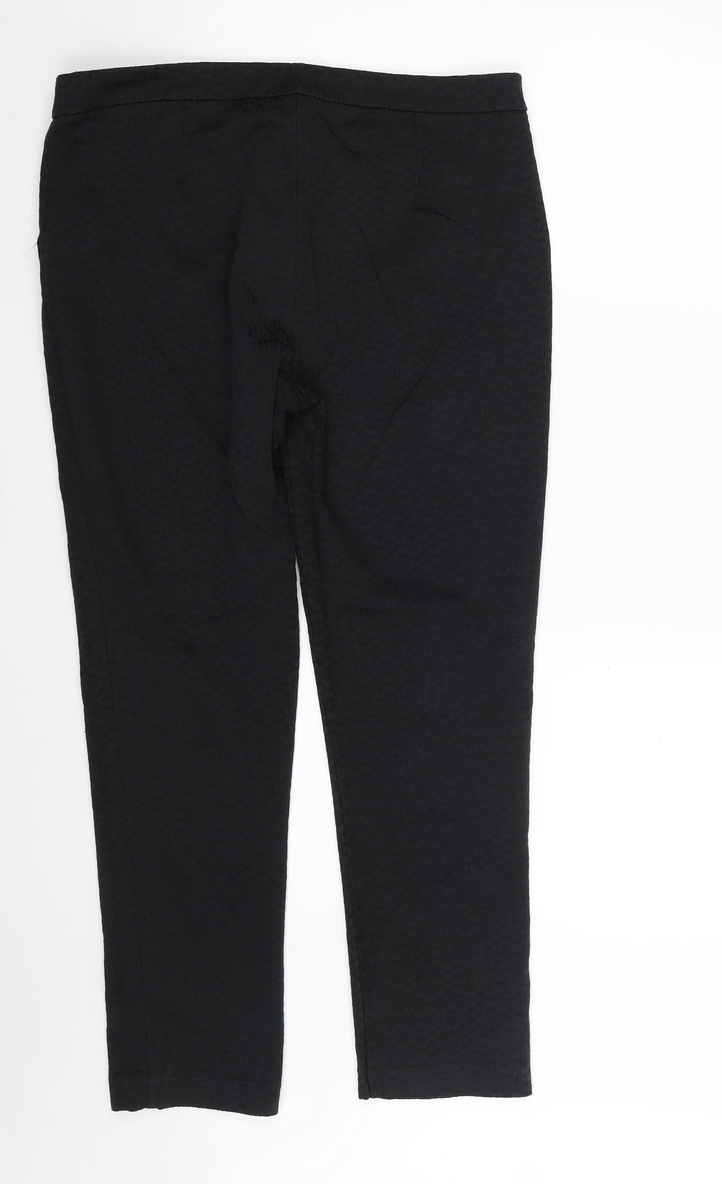 TU Womens Black Geometric Cotton Chino Trousers Size 14 L26 in Regular Zip