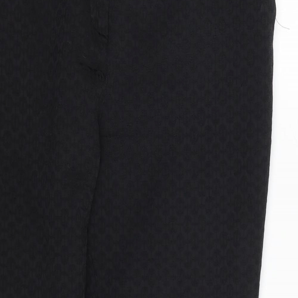 TU Womens Black Geometric Cotton Chino Trousers Size 14 L26 in Regular Zip