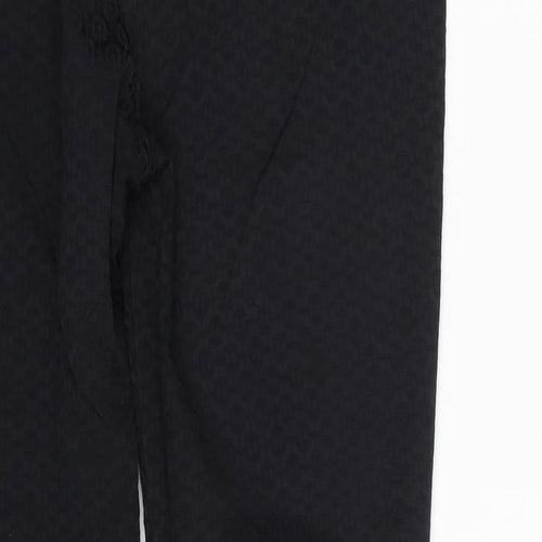 TU Womens Black Geometric Cotton Chino Trousers Size 14 L26 in Regular Zip