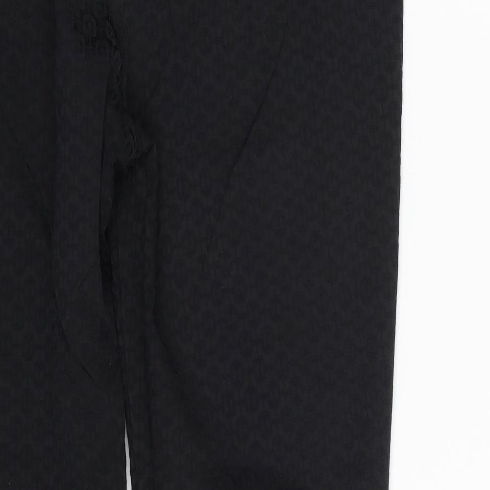TU Womens Black Geometric Cotton Chino Trousers Size 14 L26 in Regular Zip