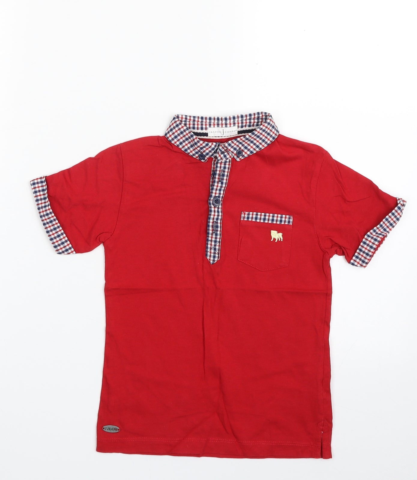 Jasper Conran Boys Red  100% Cotton Pullover Polo Size 4-5 Years Collared Button