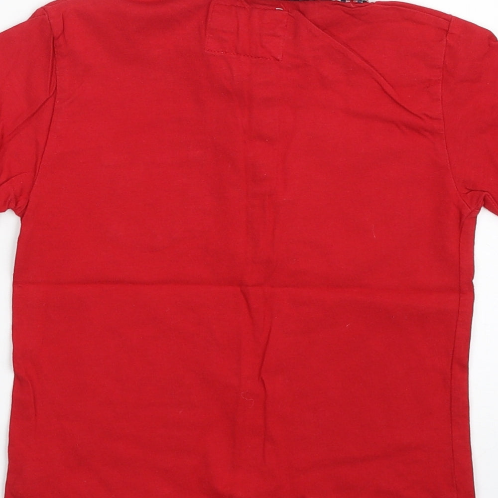 Jasper Conran Boys Red  100% Cotton Pullover Polo Size 4-5 Years Collared Button