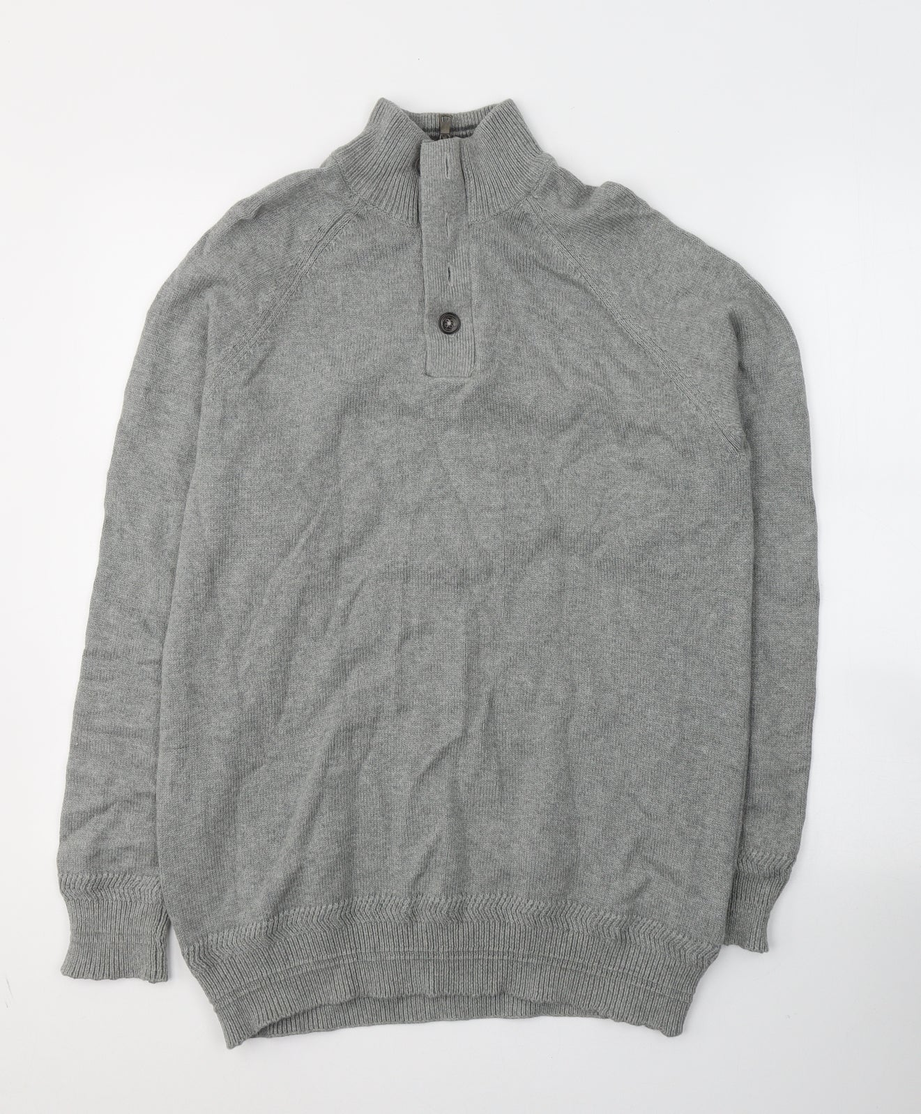 Marks and Spencer Mens Grey High Neck  Cotton Pullover Jumper Size M