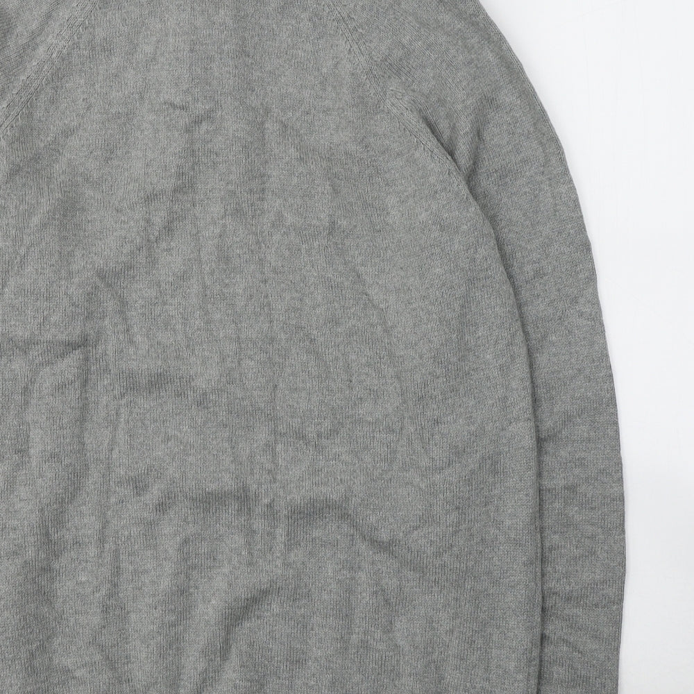 Marks and Spencer Mens Grey High Neck  Cotton Pullover Jumper Size M