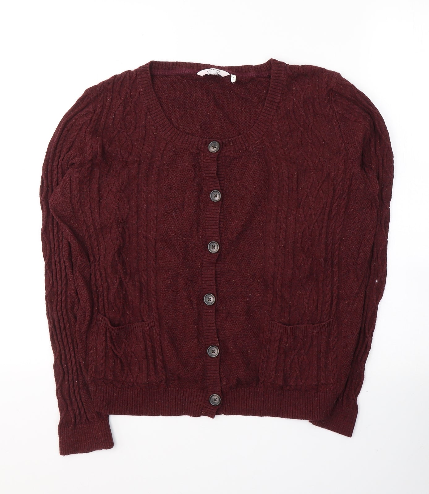 Fat Face Womens Red Round Neck  Cotton Cardigan Jumper Size M
