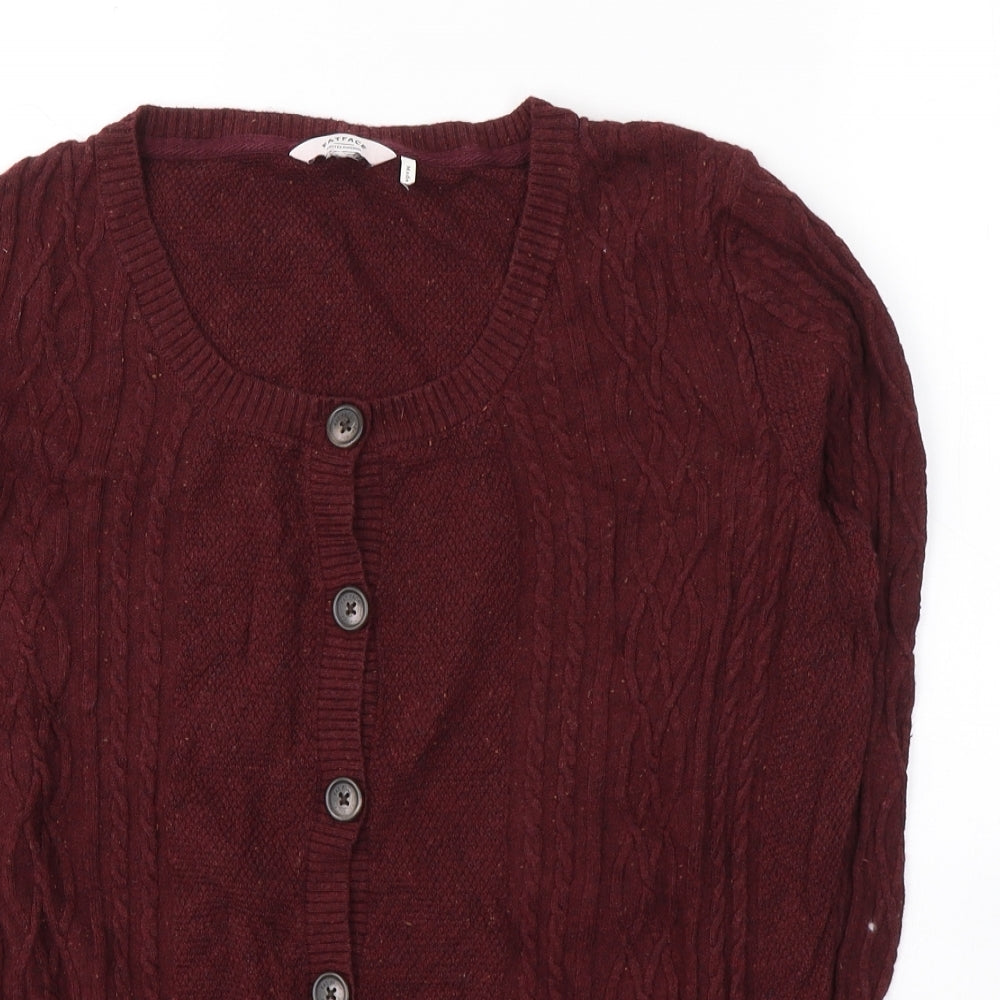 Fat Face Womens Red Round Neck  Cotton Cardigan Jumper Size M