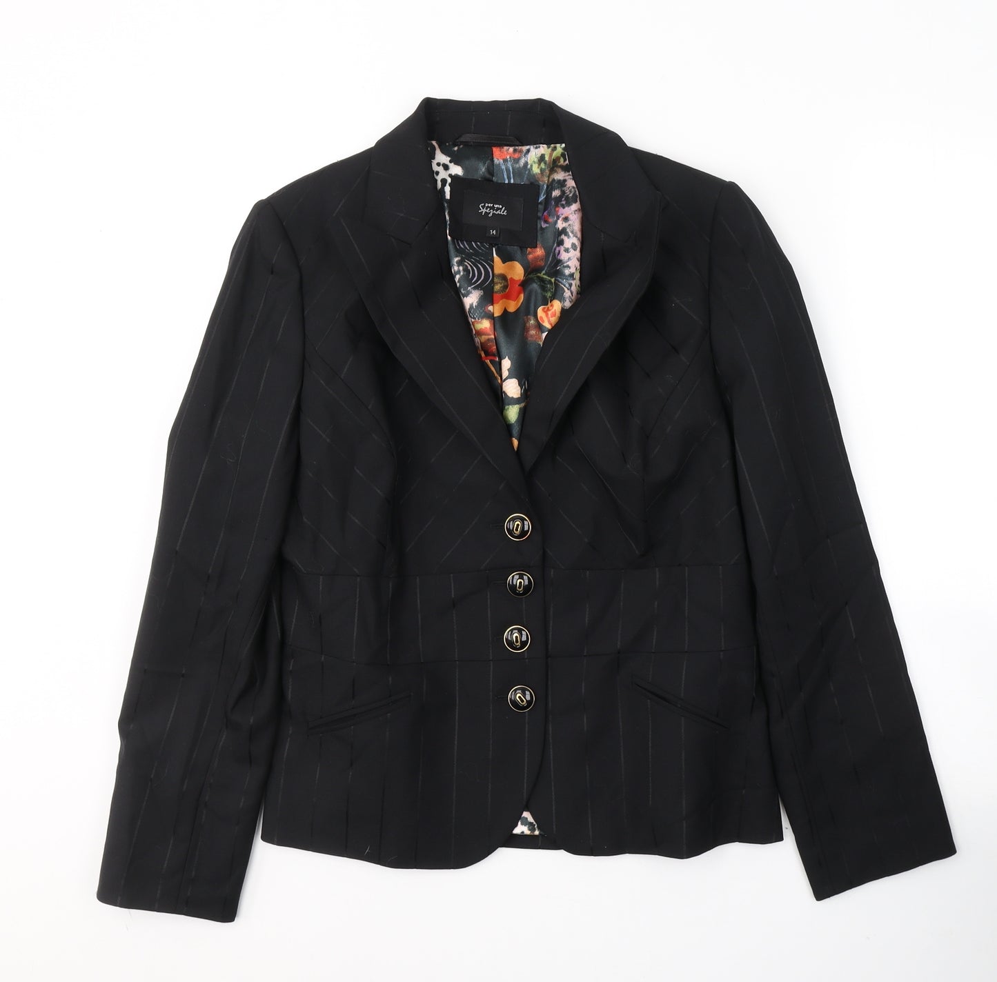 Per Una Womens Black   Jacket Blazer Size 14  Button