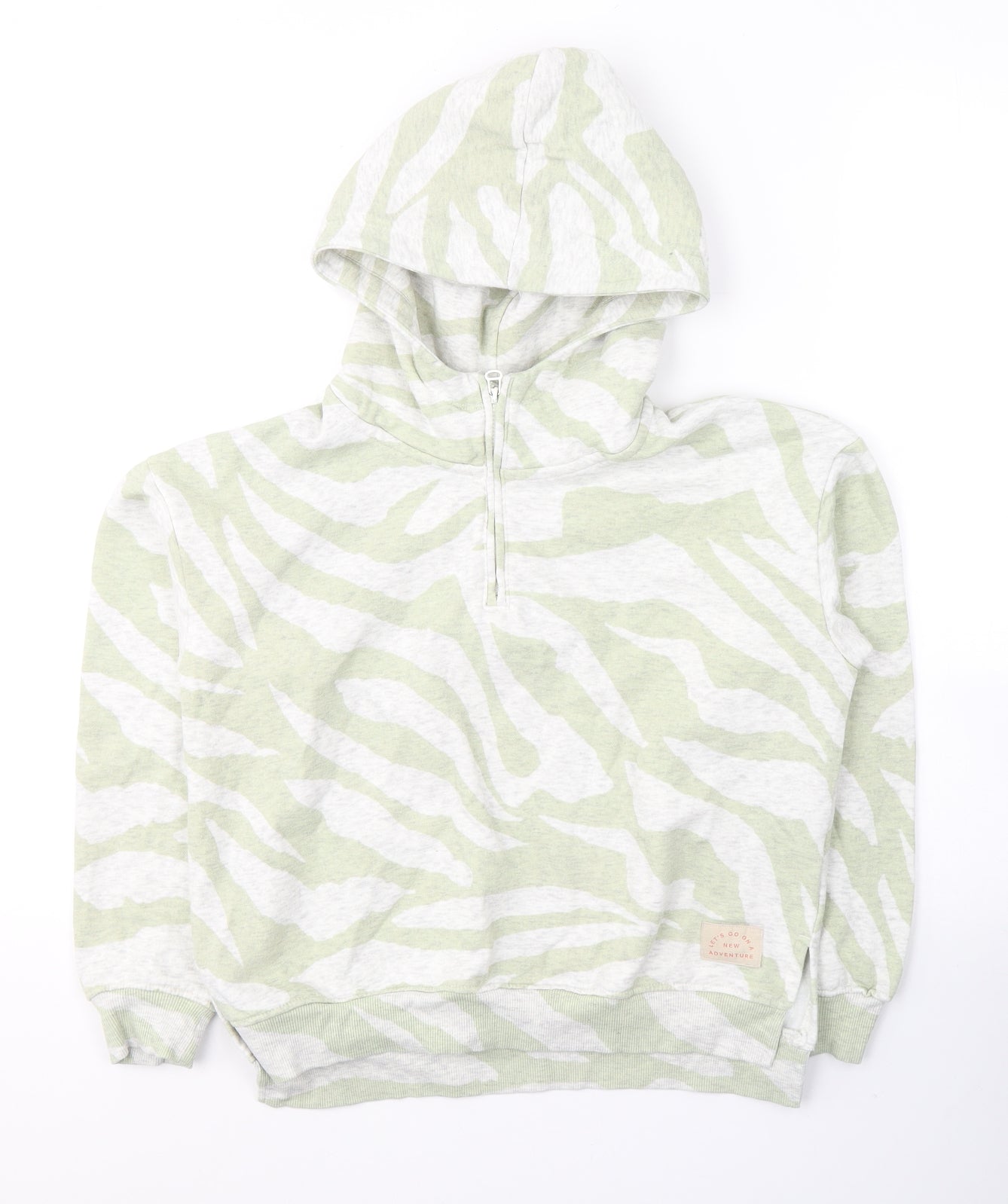 H&M Girls Green Animal Print Cotton Pullover Hoodie Size 10-11 Years  Pullover