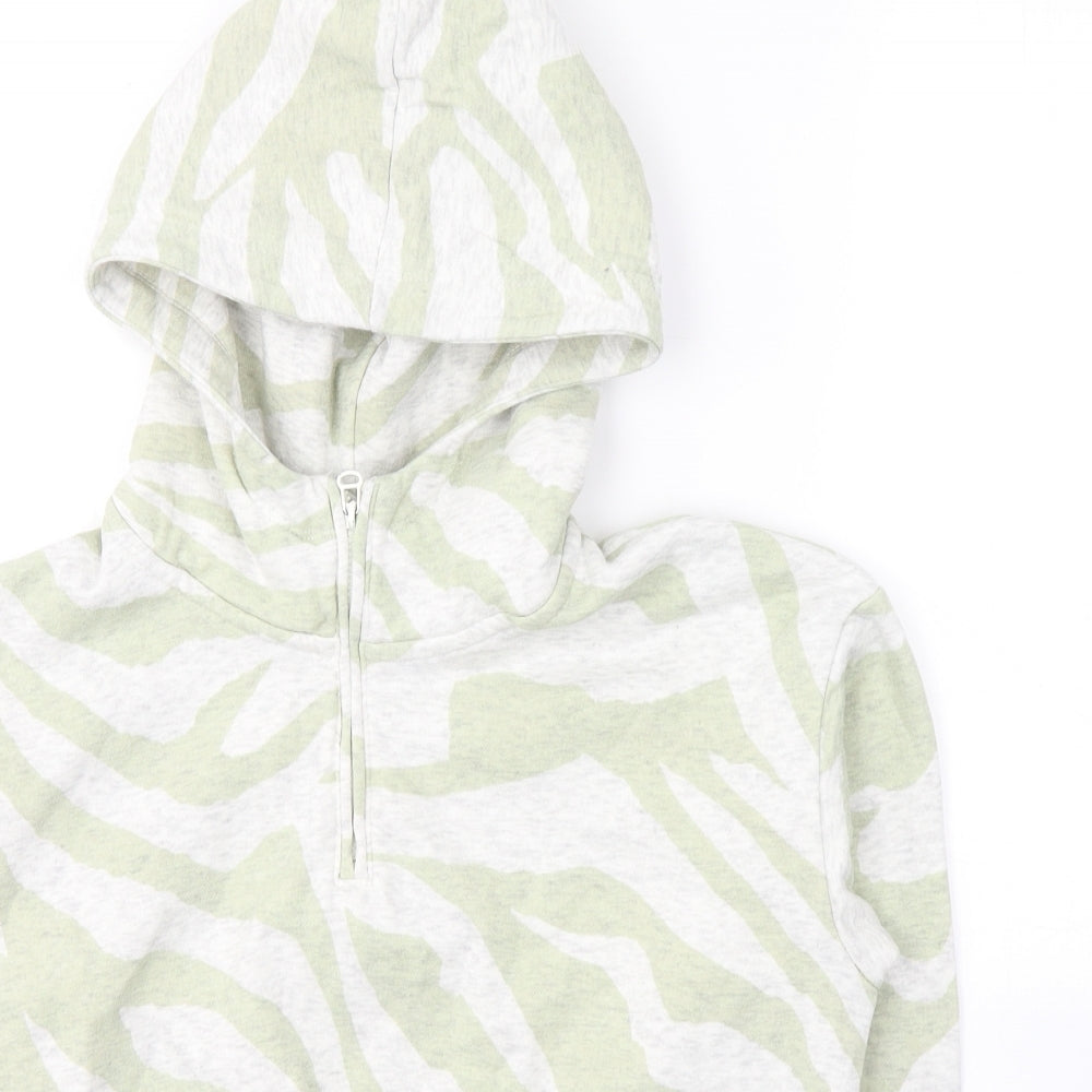 H&M Girls Green Animal Print Cotton Pullover Hoodie Size 10-11 Years  Pullover