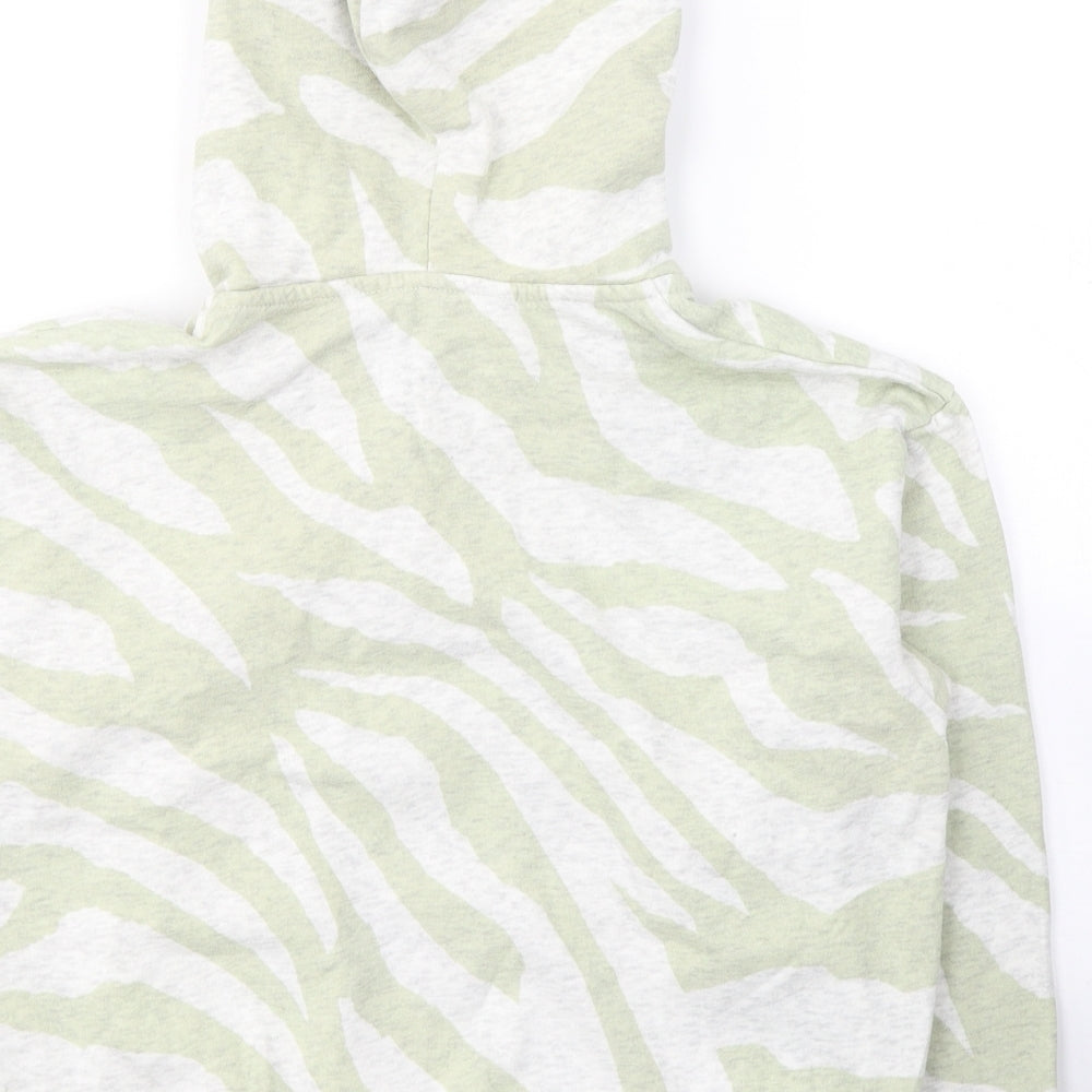 H&M Girls Green Animal Print Cotton Pullover Hoodie Size 10-11 Years  Pullover