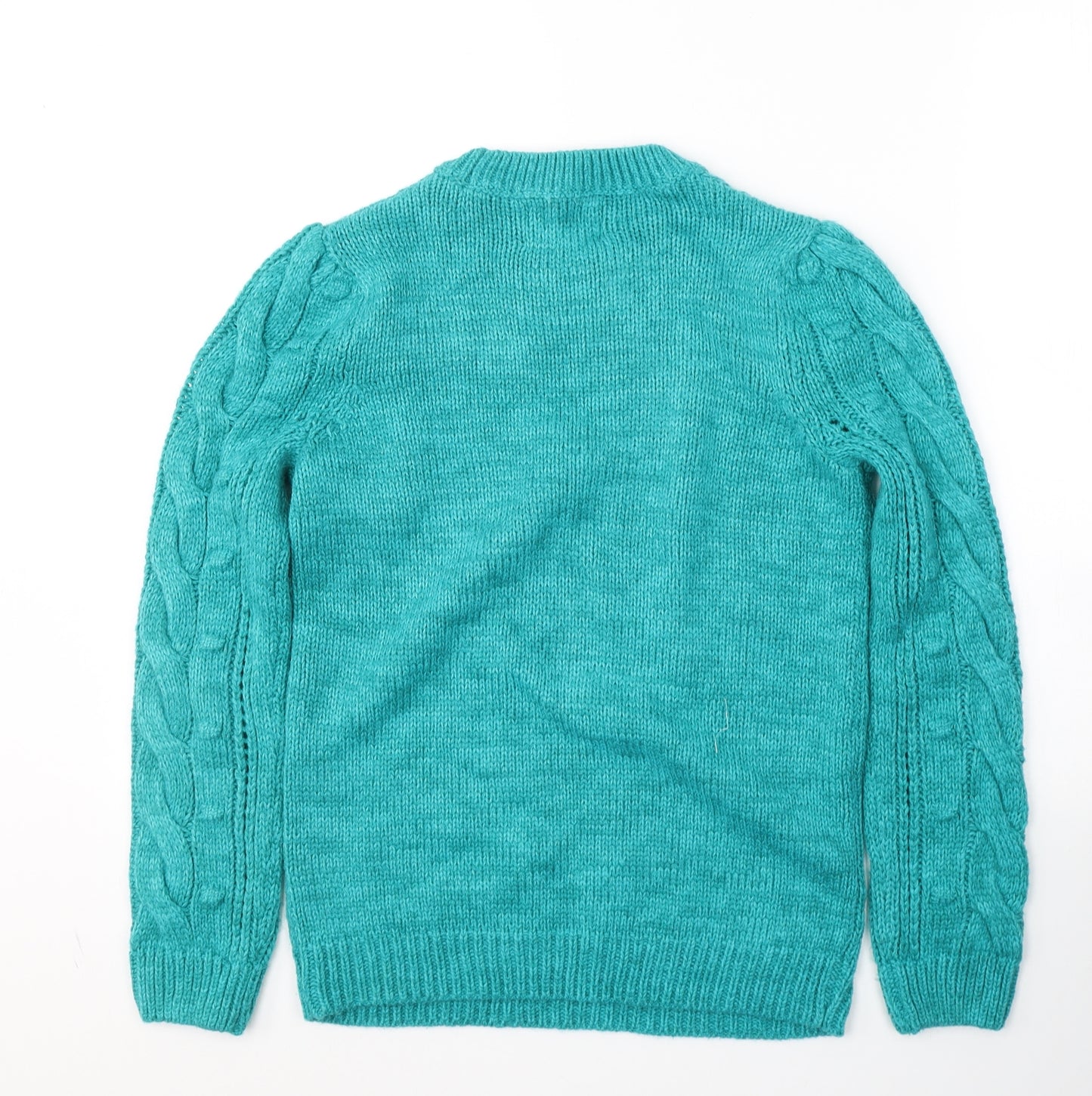 Papaya Womens Blue Round Neck  Acrylic Pullover Jumper Size S