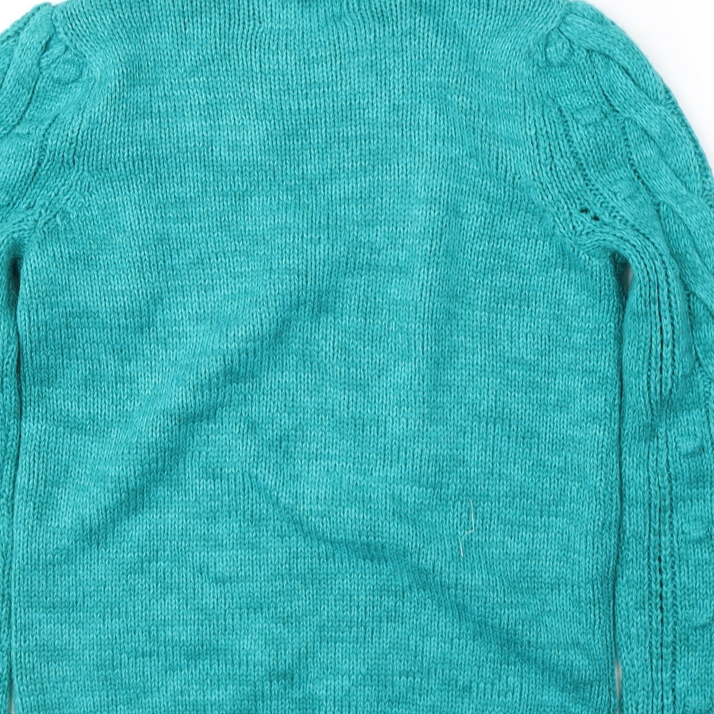 Papaya Womens Blue Round Neck  Acrylic Pullover Jumper Size S