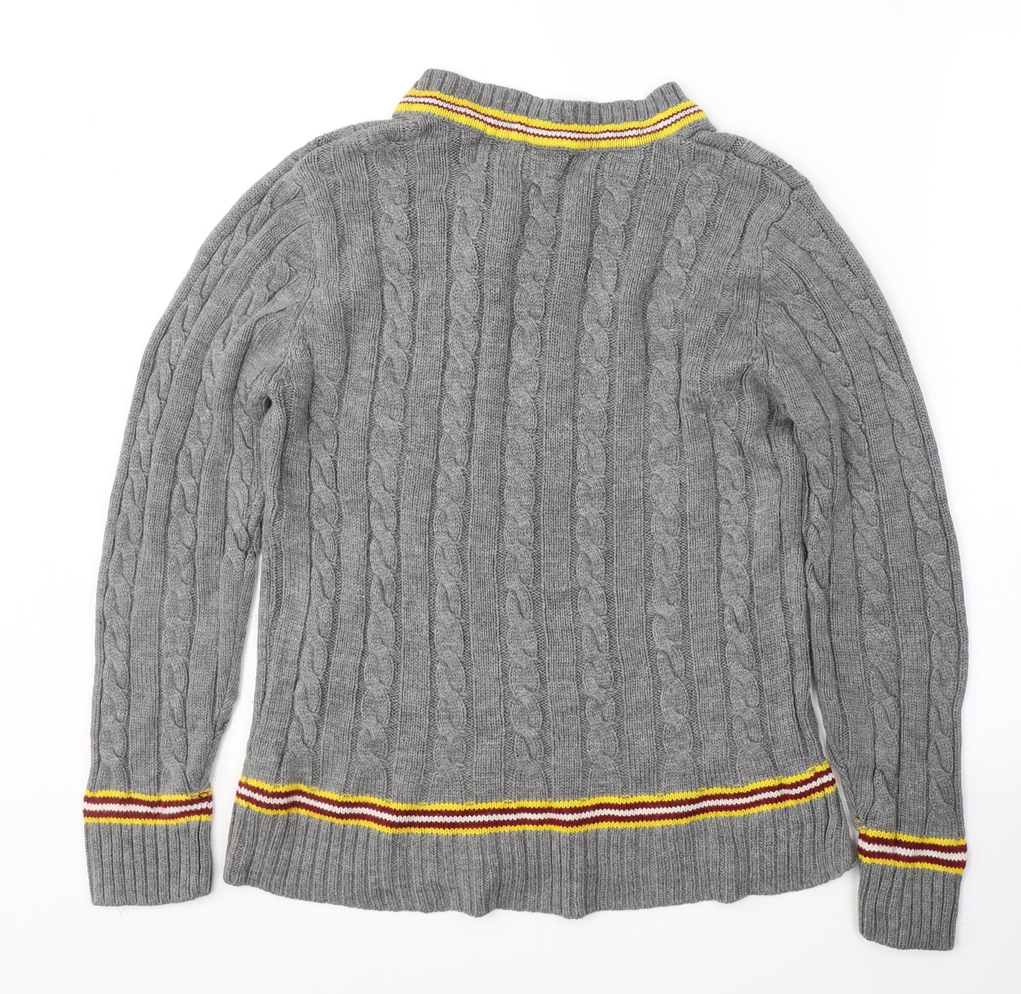New Look Mens Grey V-Neck  Acrylic Pullover Jumper Size M