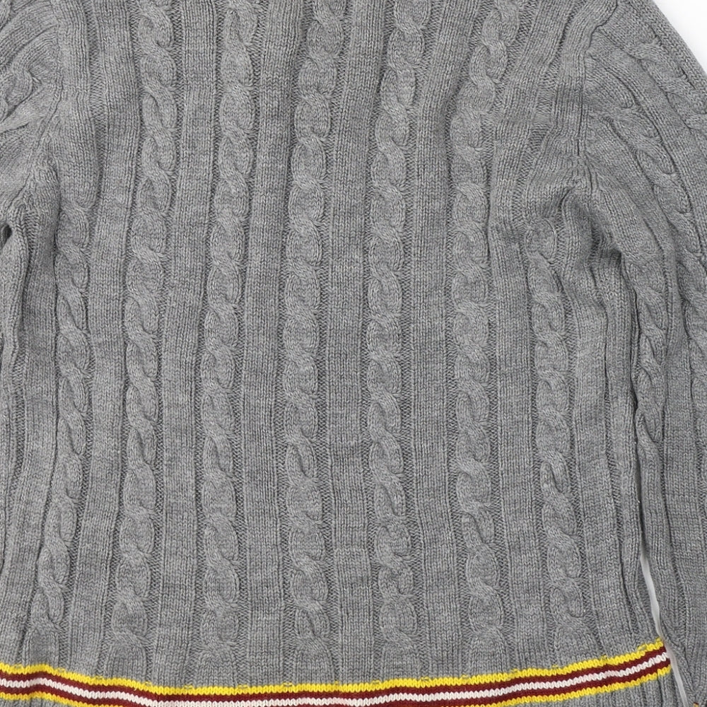 New Look Mens Grey V-Neck  Acrylic Pullover Jumper Size M