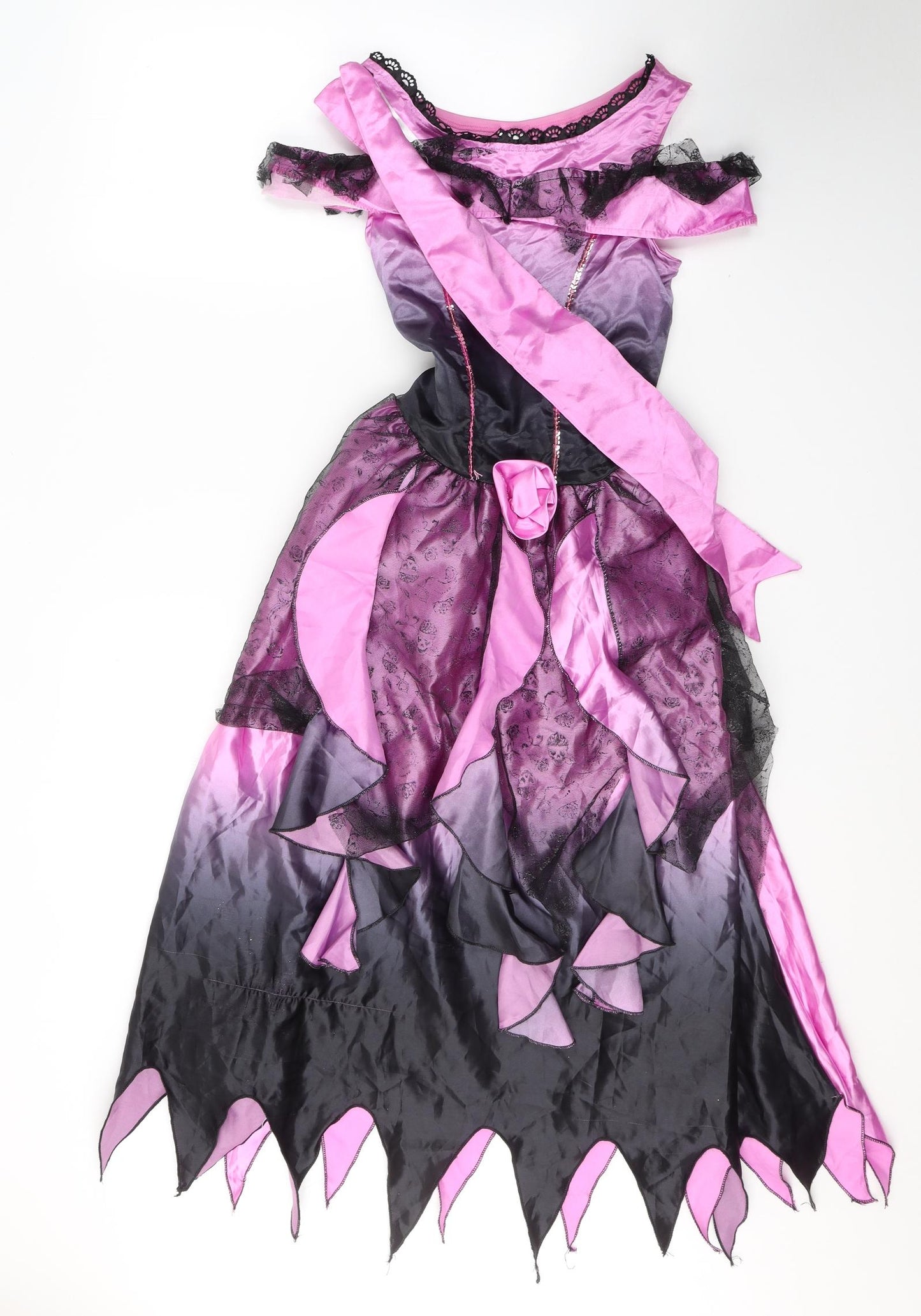 F&F Girls Pink  Polyester Fit & Flare  Size 11-12 Years  Round Neck Pullover - Fancy Dress