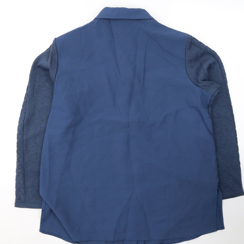 Dakon Womens Blue  Polyester Basic Button-Up Size 18 V-Neck