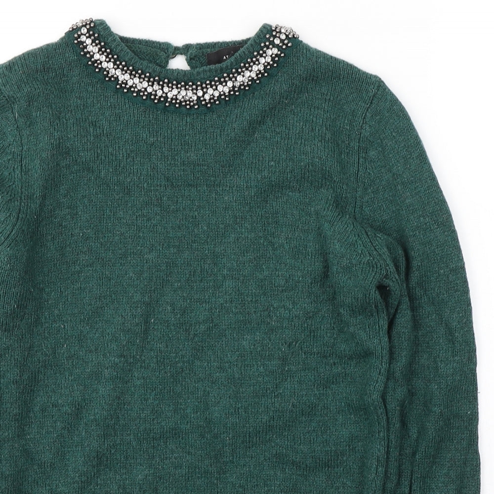 Atmosphere Womens Green Round Neck  Acrylic Pullover Jumper Size 6