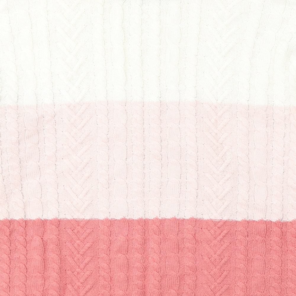 Marks and Spencer Womens Multicoloured Roll Neck Striped Cotton Pullover Jumper Size M