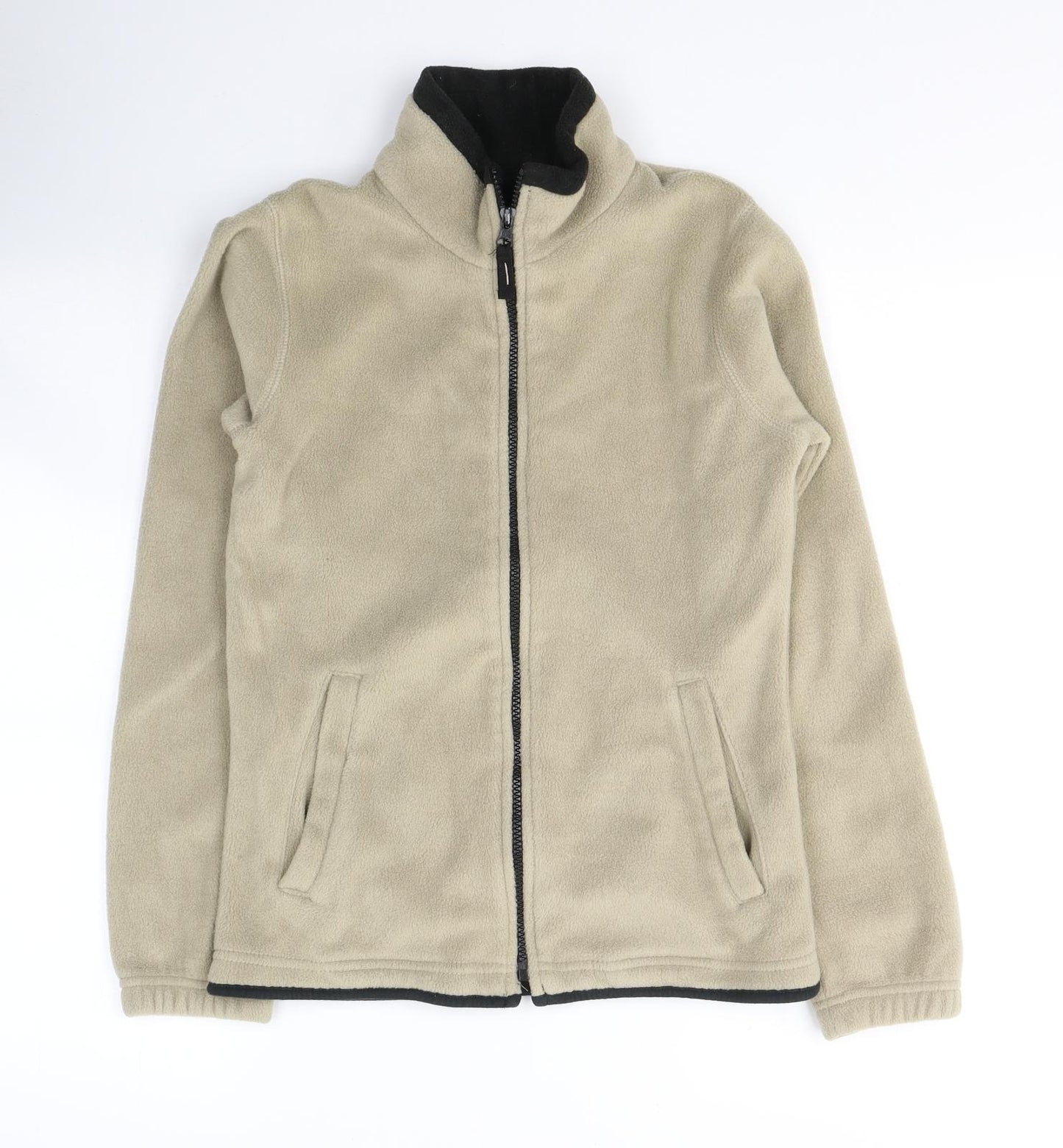 USA Womens Beige  Polyester Full Zip Sweatshirt Size S  Zip
