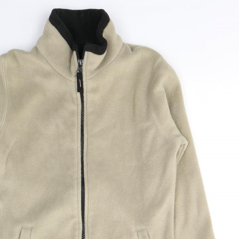 USA Womens Beige  Polyester Full Zip Sweatshirt Size S  Zip