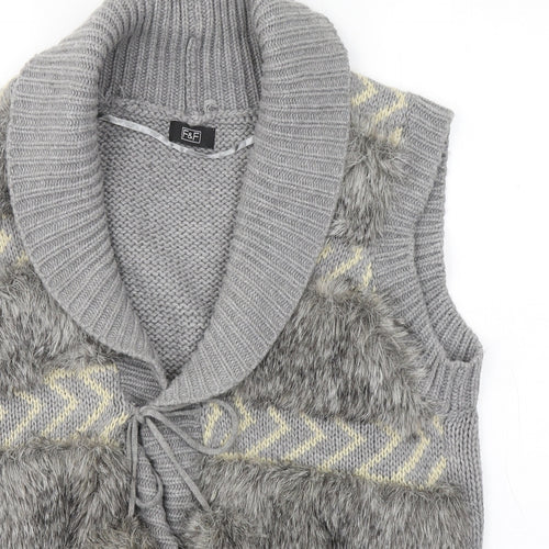 F&F Womens Grey Roll Neck  Acrylic Cape Jumper Size 16