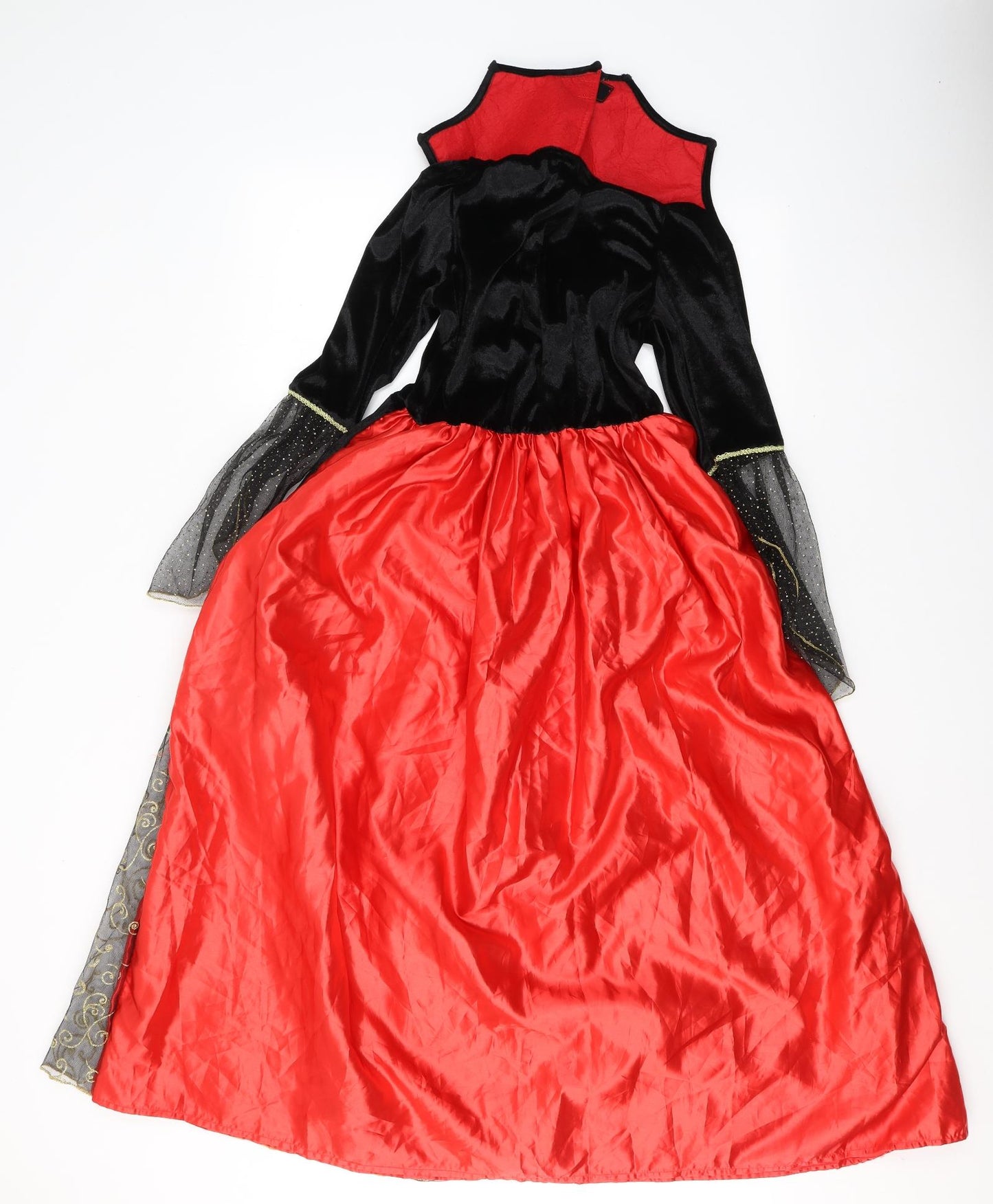 George Girls Red Geometric Polyester Fit & Flare  Size 11-12 Years  Square Neck Hook & Eye - Fancy Dress