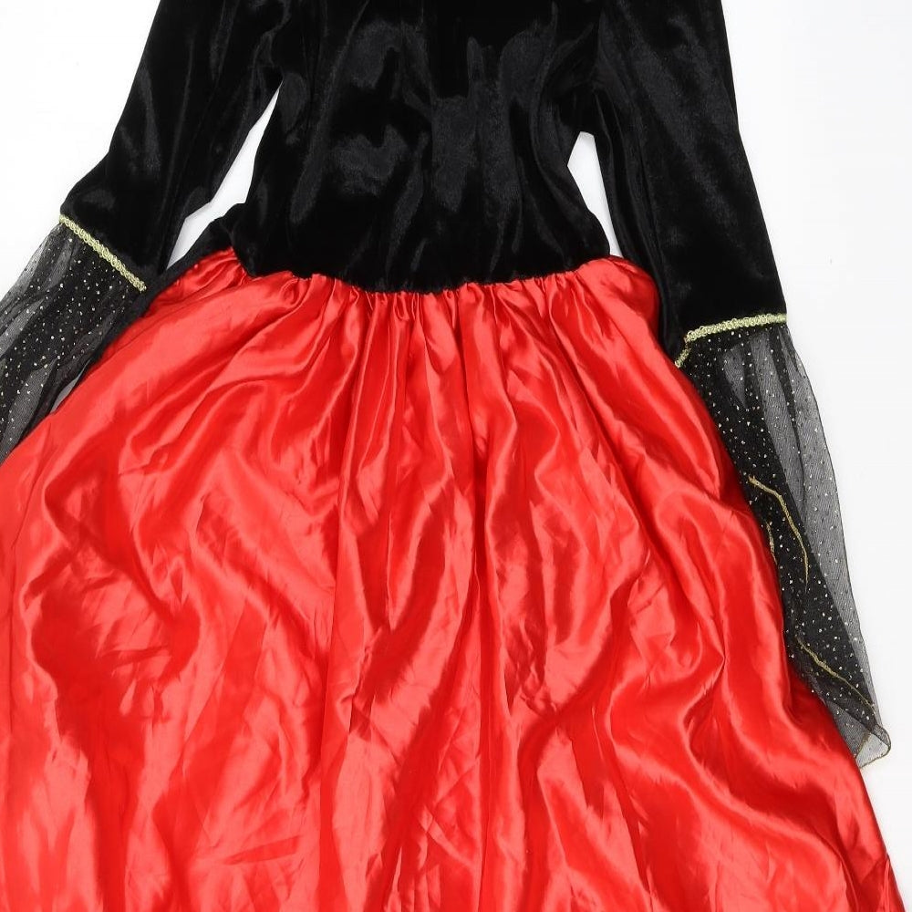 George Girls Red Geometric Polyester Fit & Flare  Size 11-12 Years  Square Neck Hook & Eye - Fancy Dress