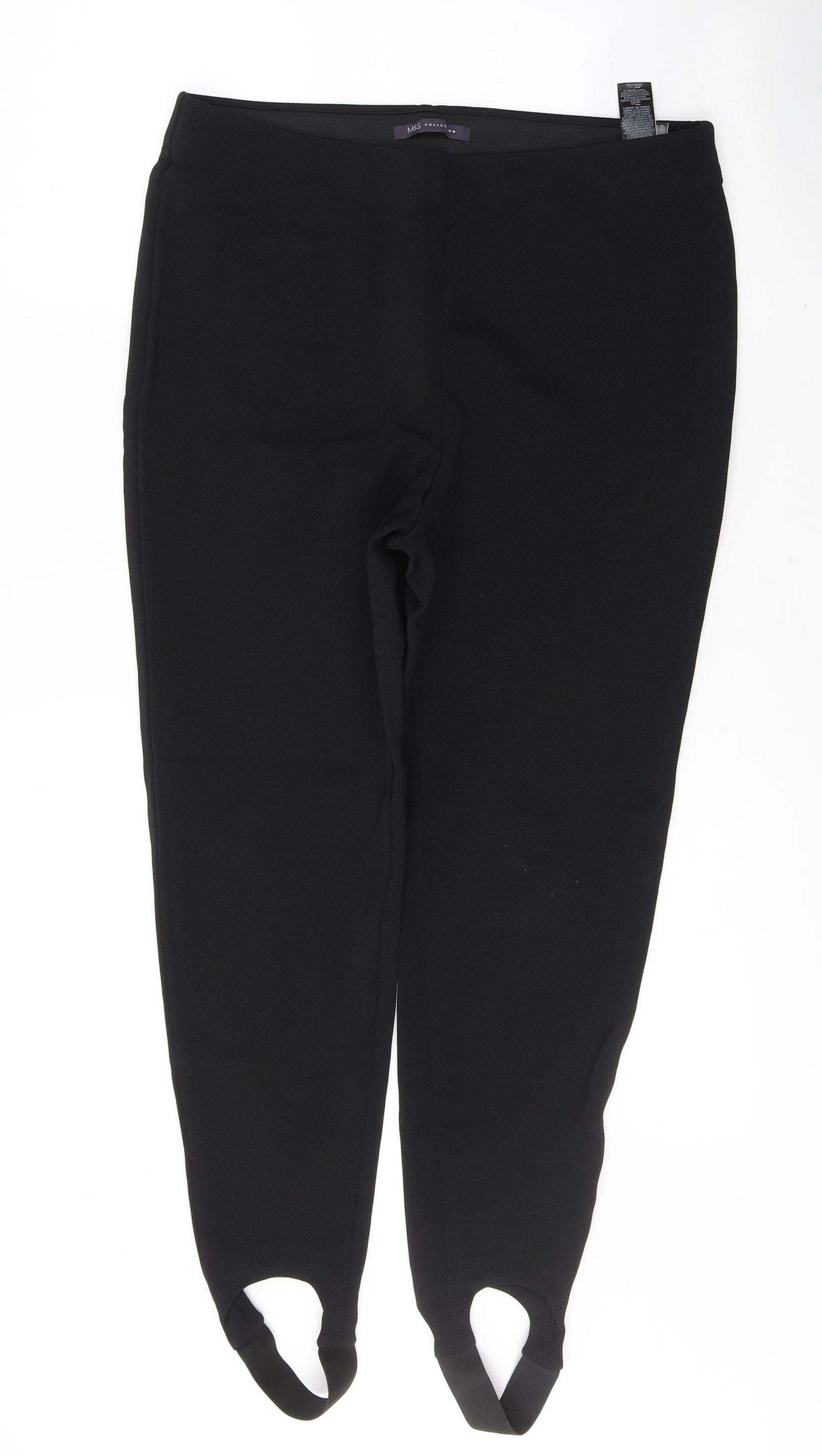 Marks and Spencer Womens Black  Polyamide Trousers  Size 14 L25 in Regular