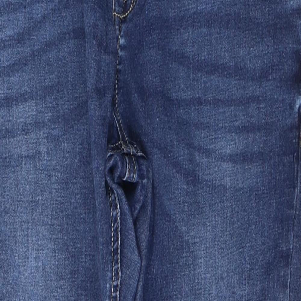 Denim & Co. Womens Blue  Cotton Cropped Jeans Size 14 L24 in Regular Button