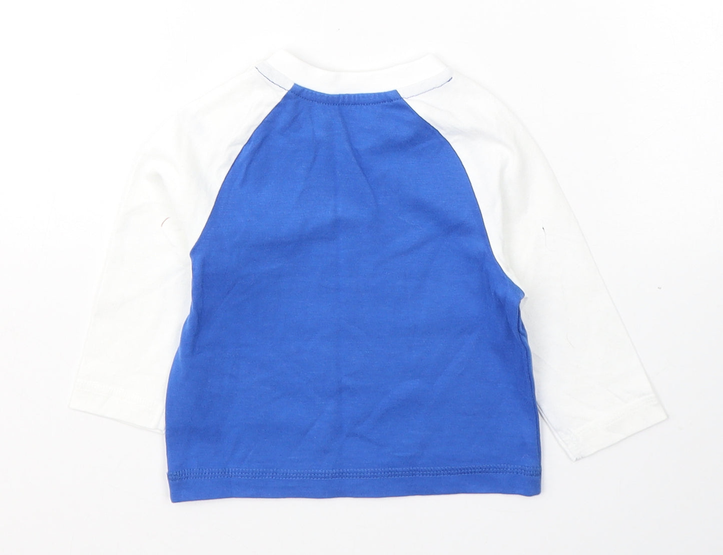 Mothercare Boys Blue Colourblock Cotton Pullover Casual Size 3-6 Months Round Neck Pullover