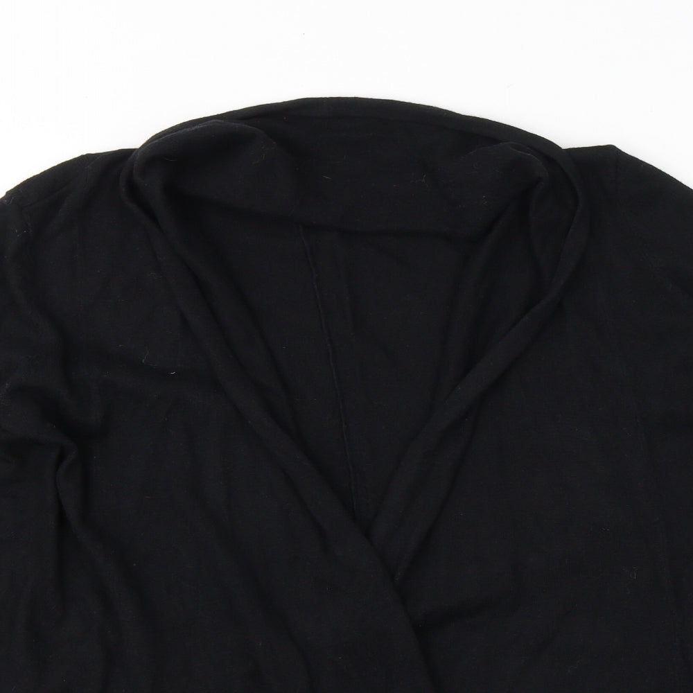 Marks and Spencer Womens Black  Viscose Basic T-Shirt Size 12 V-Neck