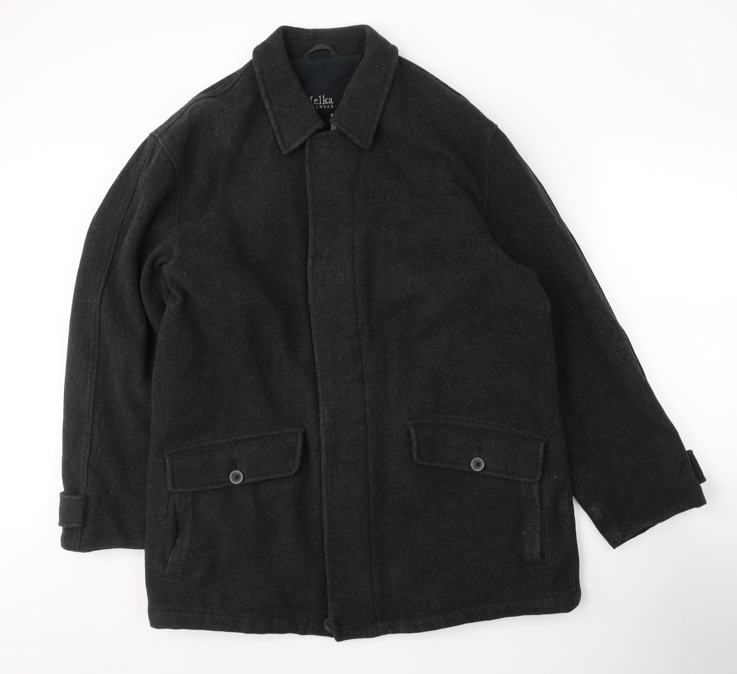 Melka Mens Black   Pea Coat Coat Size 52  Zip