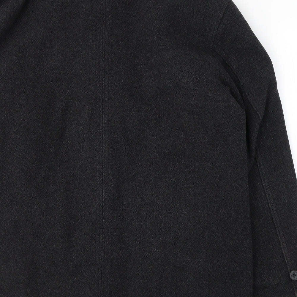 Melka Mens Black   Pea Coat Coat Size 52  Zip