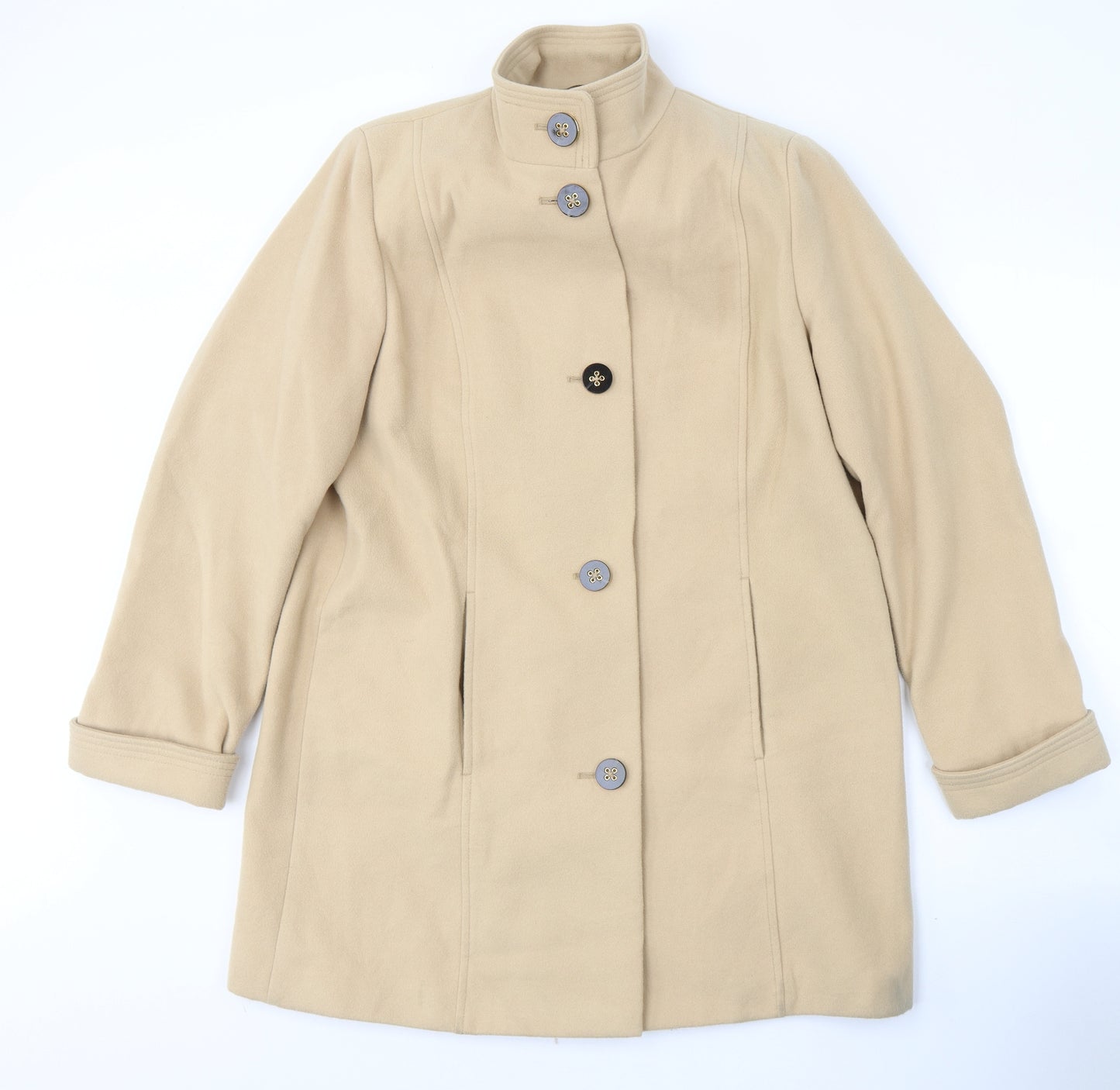 Marks and Spencer Womens Beige   Pea Coat Coat Size 16  Button