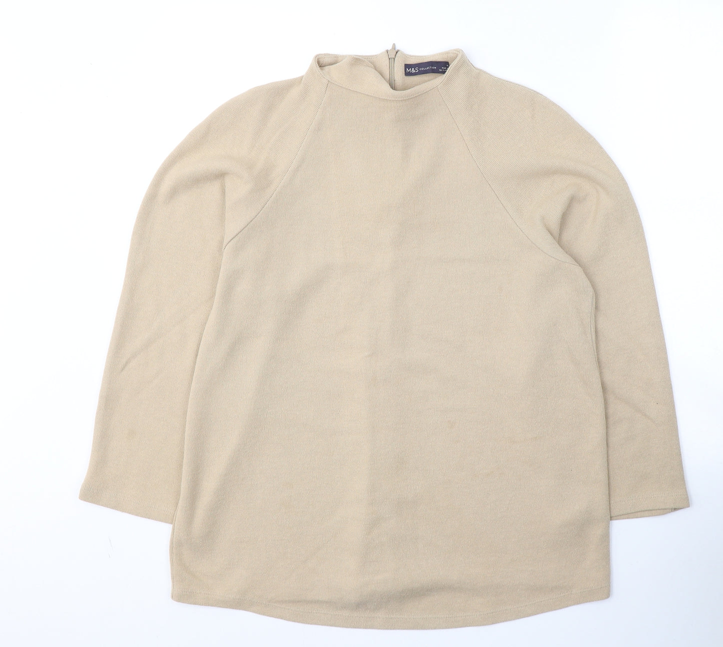 Marks and Spencer Womens Beige  Polyester Pullover Sweatshirt Size 16  Zip
