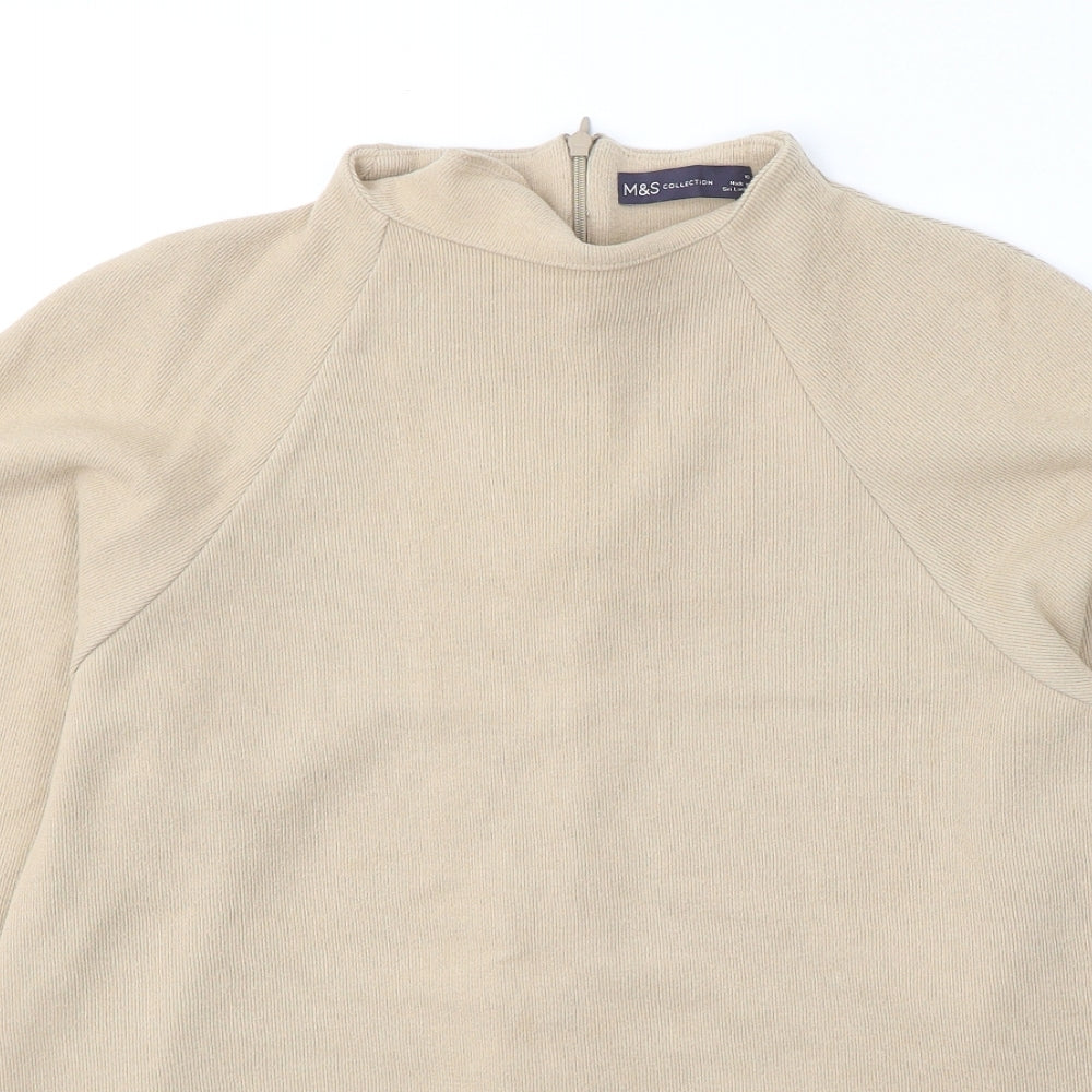Marks and Spencer Womens Beige  Polyester Pullover Sweatshirt Size 16  Zip