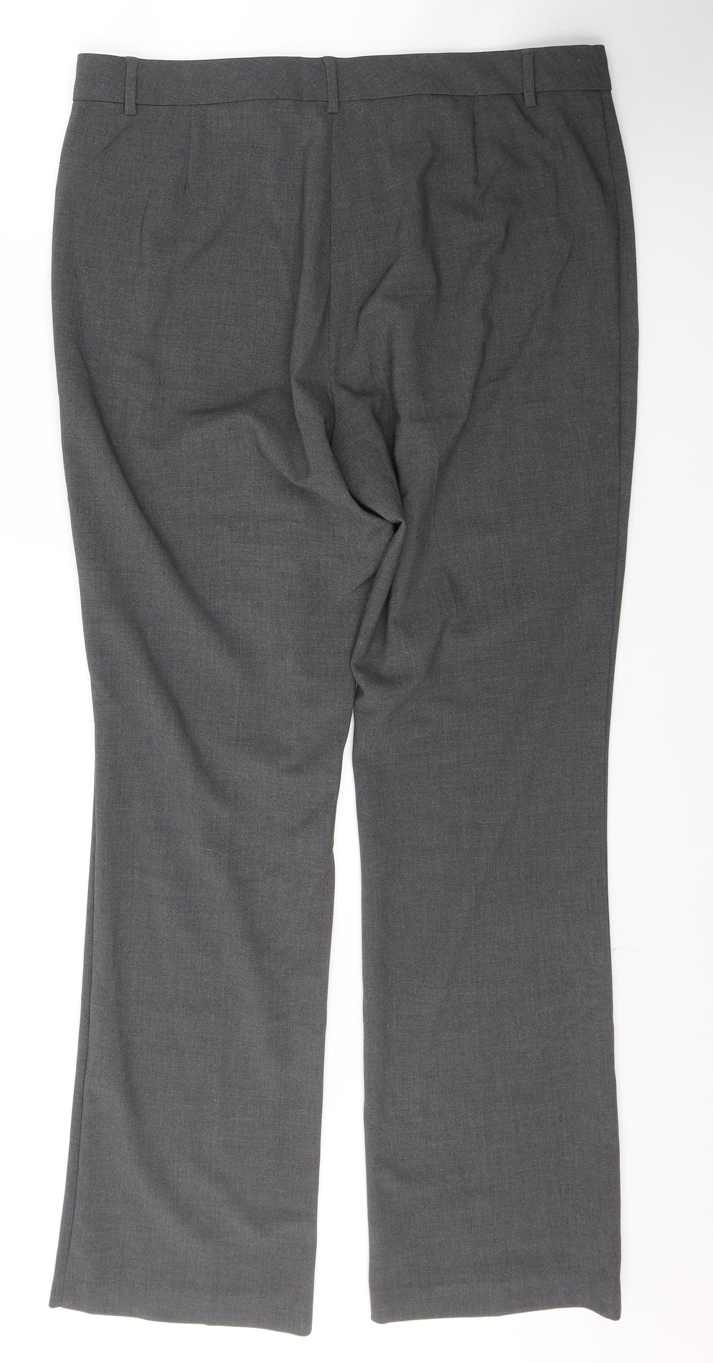 Marks and Spencer Womens Grey  Polyester Trousers  Size 16 L32 in Regular Button