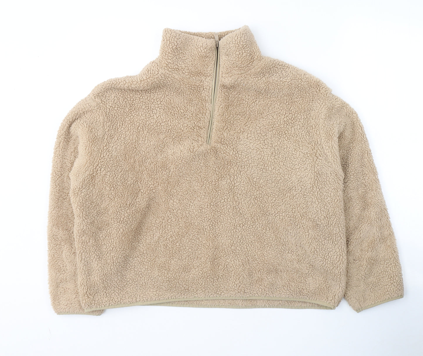 H&M Womens Beige  Polyester Pullover Sweatshirt Size S  Pullover - cropped